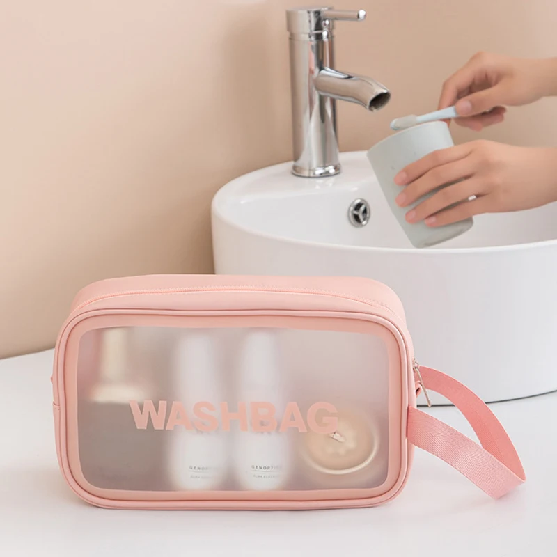 Cosmetic Bag Waterproof Portable Large Capacity Pu Transparent Wash Travel Storage