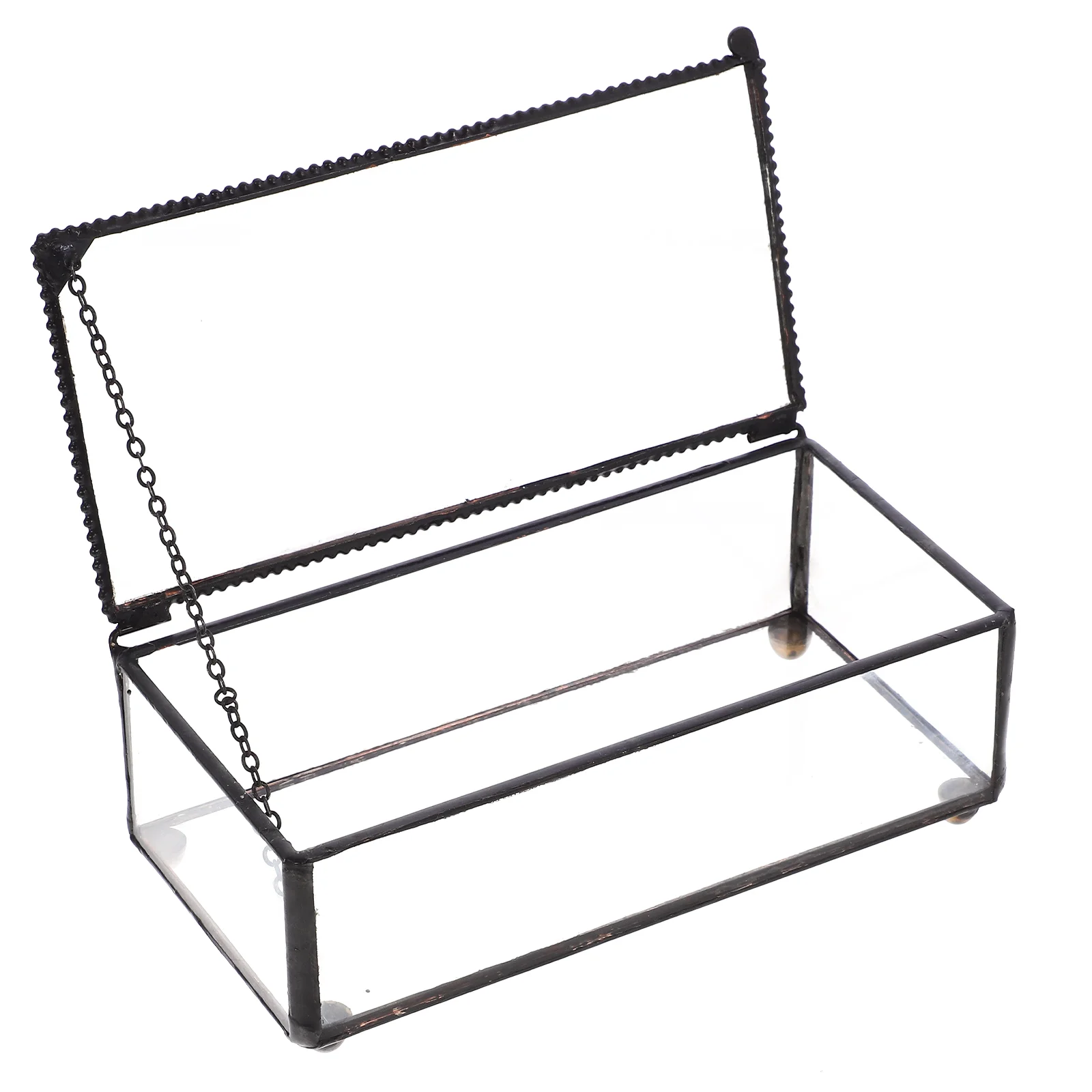 

Vintage Jewelry Box Modern Display Organizer Lidded Glass Case Perfume Cases Iron Lipstick Household Lovers Jewlery