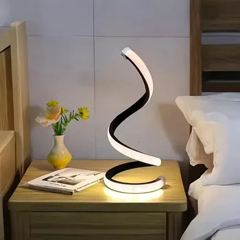 LED modern bedside lamp deformable spiral table lamp night lamp office living room bedroom decoration night lamp