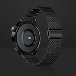 Carbon Fiber Link Bracelet, 20mm/22mm Strap for 20mm (Black)
