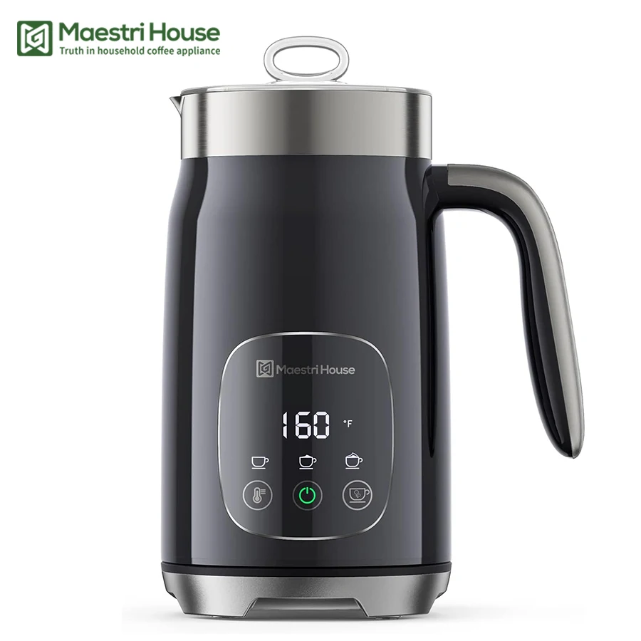 Maestri House Milk Frother Electric Hot and Cold for Making Latte Cappuccino Coffee Frothing Foamer Adjustable Thickness biolomix bn11 4 in 1 hot and cold milk frother 150ml frothing capacity 300ml heating capacity