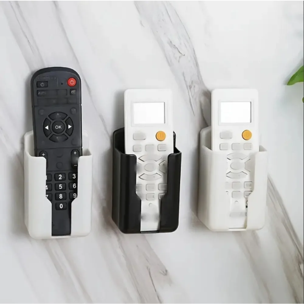 Durable plastic wall-mounted remote control bracket-TV and air conditioning remote control storage box, space-saving storage b