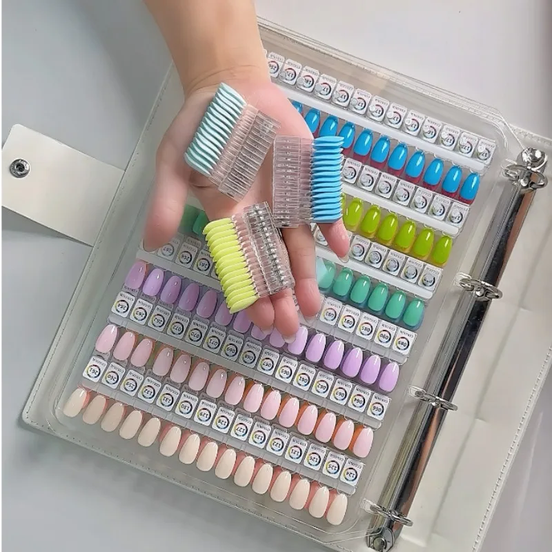 180-450 colori Strumenti per test dei colori dello smalto gel per unghie Punte magnetiche separabili Campione dei colori delle unghie Prova sulle punte dei unghie finte che mostrano il libro - immagine 5