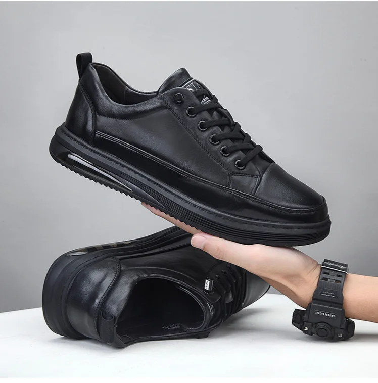 Chaussures en cuir pour hommes, chaussures plates noires, chaussures décontractées et polyvalentes en cuir de vachette de qualité supérieure, nouvelle collection automne_voghion.com