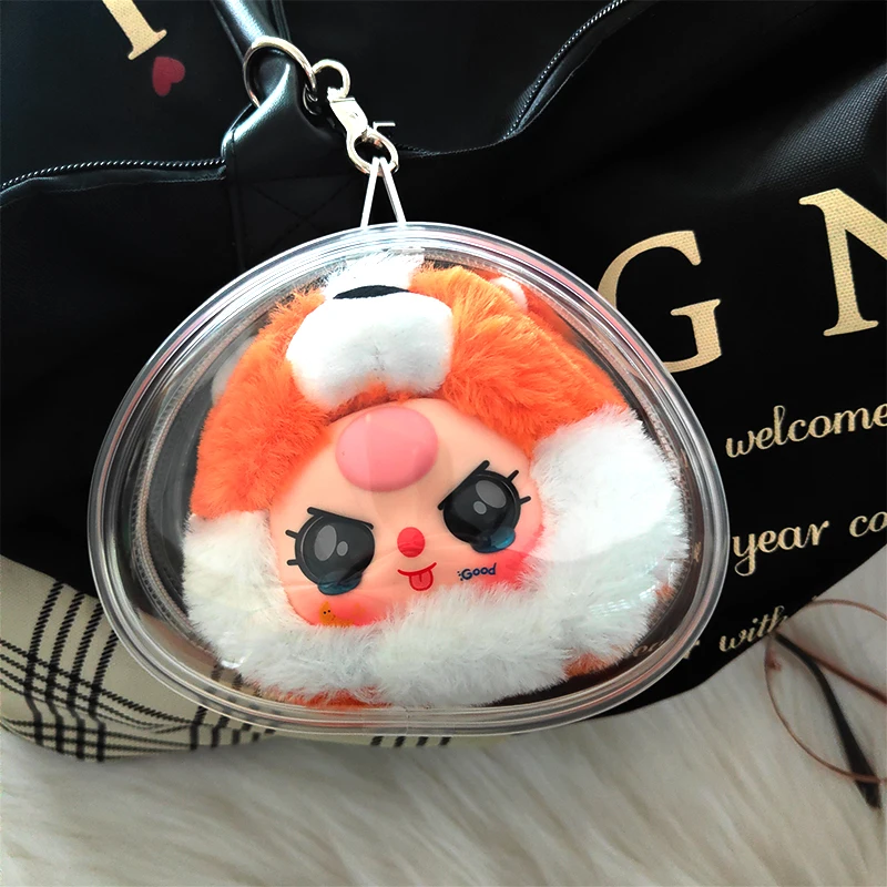 Clear Outdoor Doll Pouch for Cartoon Plush Dolls 10CM Transparent Storage doll bag