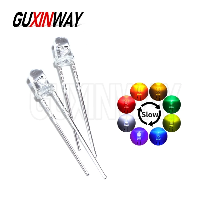 50PCS F3 F5 3MM 5MM RGB 7 color Fast flash/Slow flash LED light-emitting diode