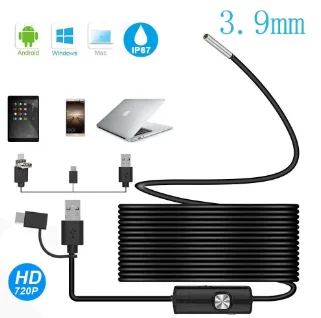 3.9MM 3 in 1 Android Endoscope Camera IP67 Waterproof Snake Camera with 6 Led Lights for Samsung Huawei , LG ,Xiaomi PC