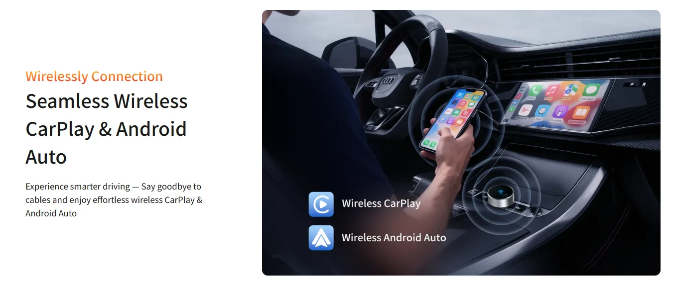 Getpairr MINI Wireless Carplay Adapter Android Auto Doppel WIFI Auto Reconnect Plug & Play Unterstützt Zwei Telefone Für Volvo Benz Kia – Detail 1