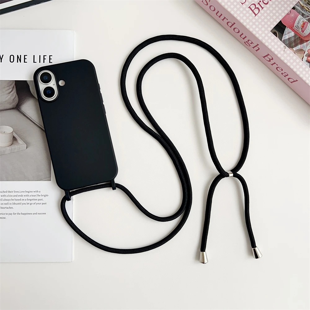 Crossbody Liquid Silicone Phone Case with Lanyard in Matte Candy Color