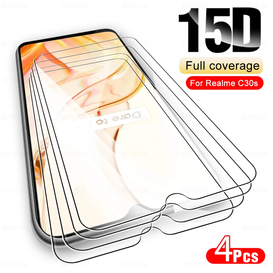 

4pcs Safety Glass For Realme C30s C30 C31 C33 C35 4G Realmy C 30 30S 31 33 35 RealmeC30s 6.5'' Tempered Glass Screen Protector