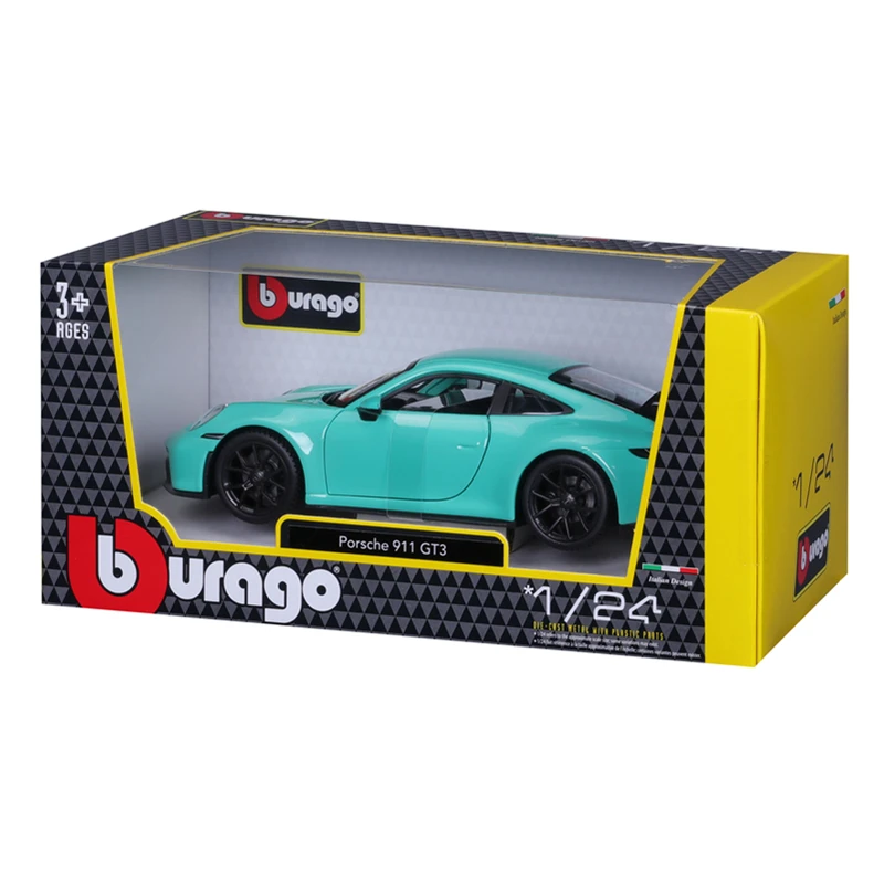 Bburago 1:24 ポルシェ 911 GT3 蛍光グリーングレー合金高級車