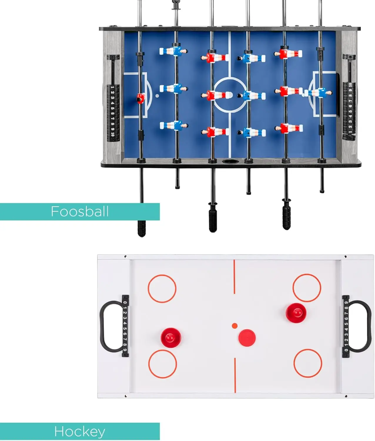 4-in-1 Multi Game Table, Childrens Combination Arcade Set for Home, Play Room, Rec Room w/Pool Billiards, Air Hockey, Foosball 4
