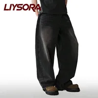 Quatre saisons américain rétro noir Baggy jambe large jean coréen étudiant décontracté droit ample Denim pantalon gris bleu jean unisexe 3