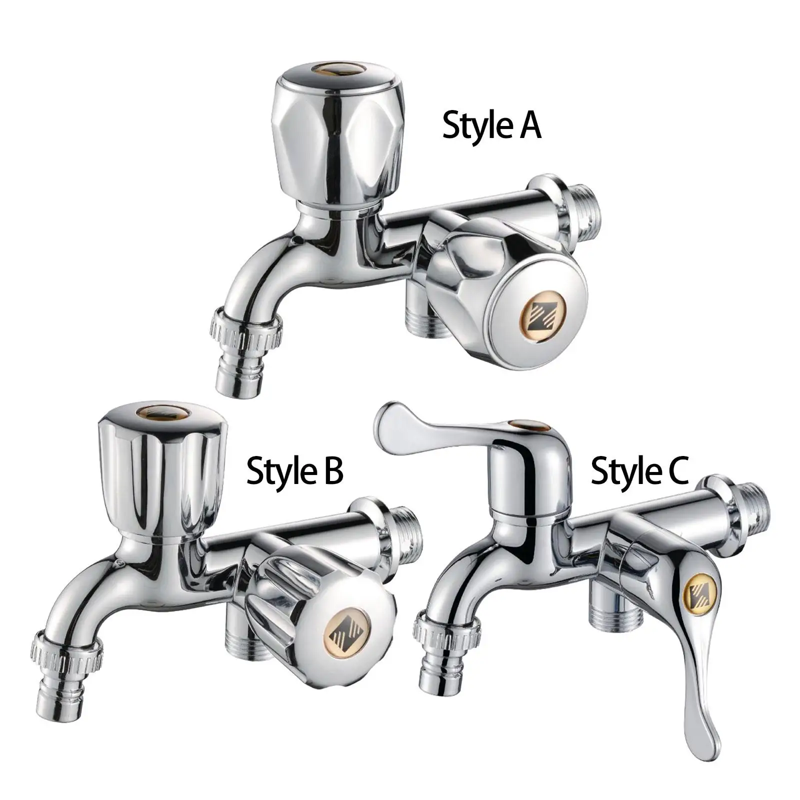 

Water Faucet for Washing Machine Double Spout Double Handle Wall Mounted G1/2 Water Tap Faucet for Kitchen Bathroom Laundry Room