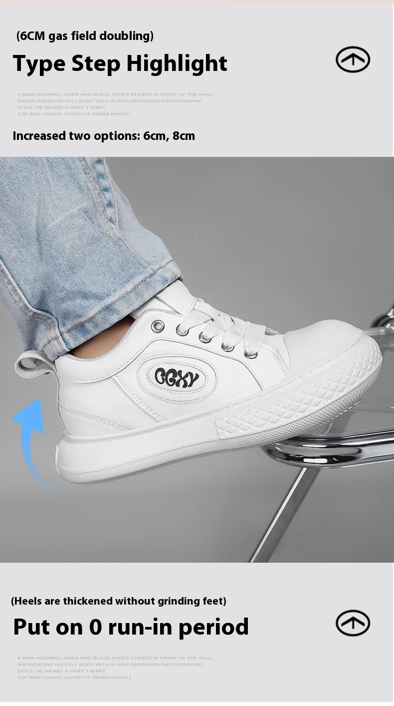 Männer Echtes Leder 8 cm Höhe Erhöhen Casual Schuhe Breite Zehe Bequeme Atmungsaktive Unisex Aufzug Turnschuhe Lift Sport Größere – Detail 13