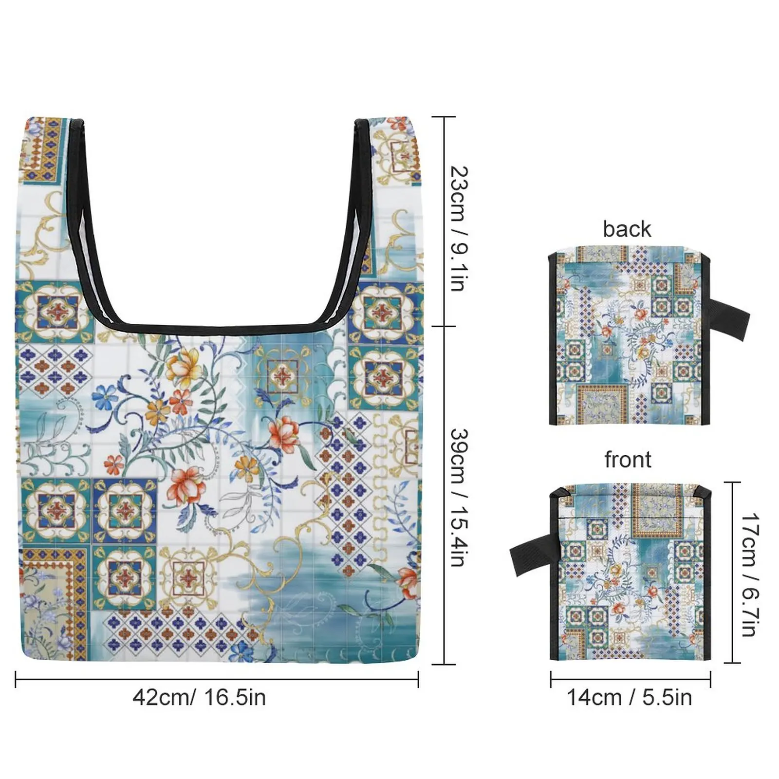 Custom Printed Bags Shopper Color Block Satchel Bag Ethnic Flower Shopping Tote Casual Woman Foldable Handbag Custom Pattern