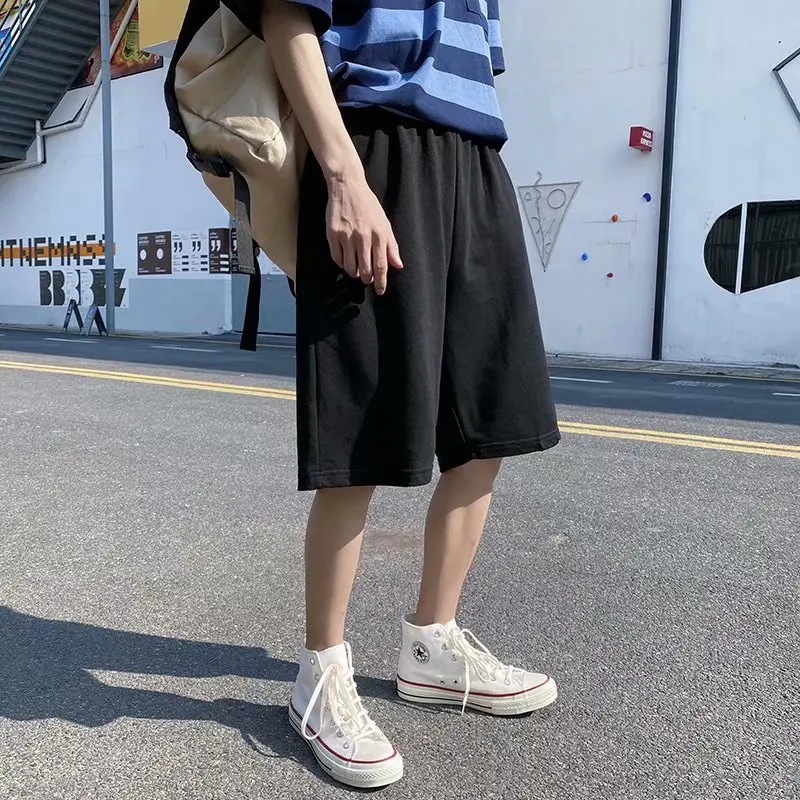 Men's Pure Cotton Shorts Large Size Summer Beach Loose Five-point Pants Sports Pants Breathable Black Simple Men's Pants M-5XL