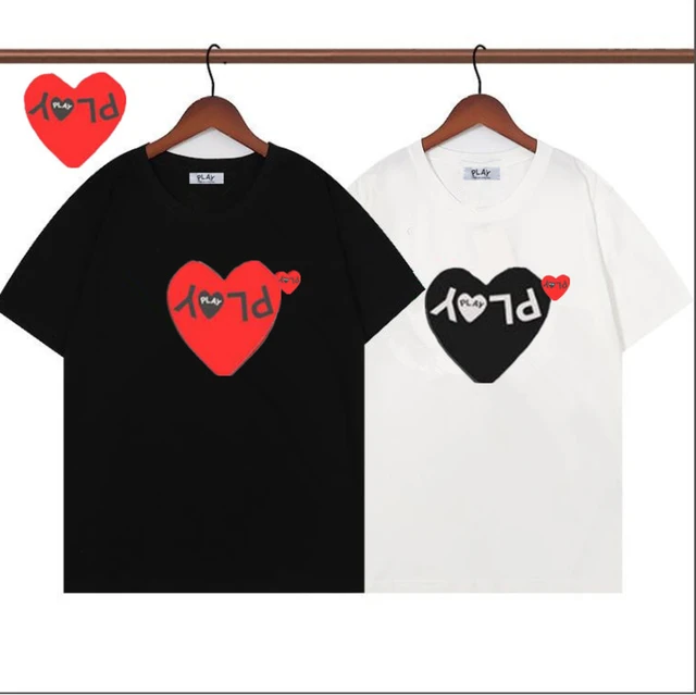 have eyes)Pure cotton love short-sleeved PLAY women brand T-shirt men  summer round neck