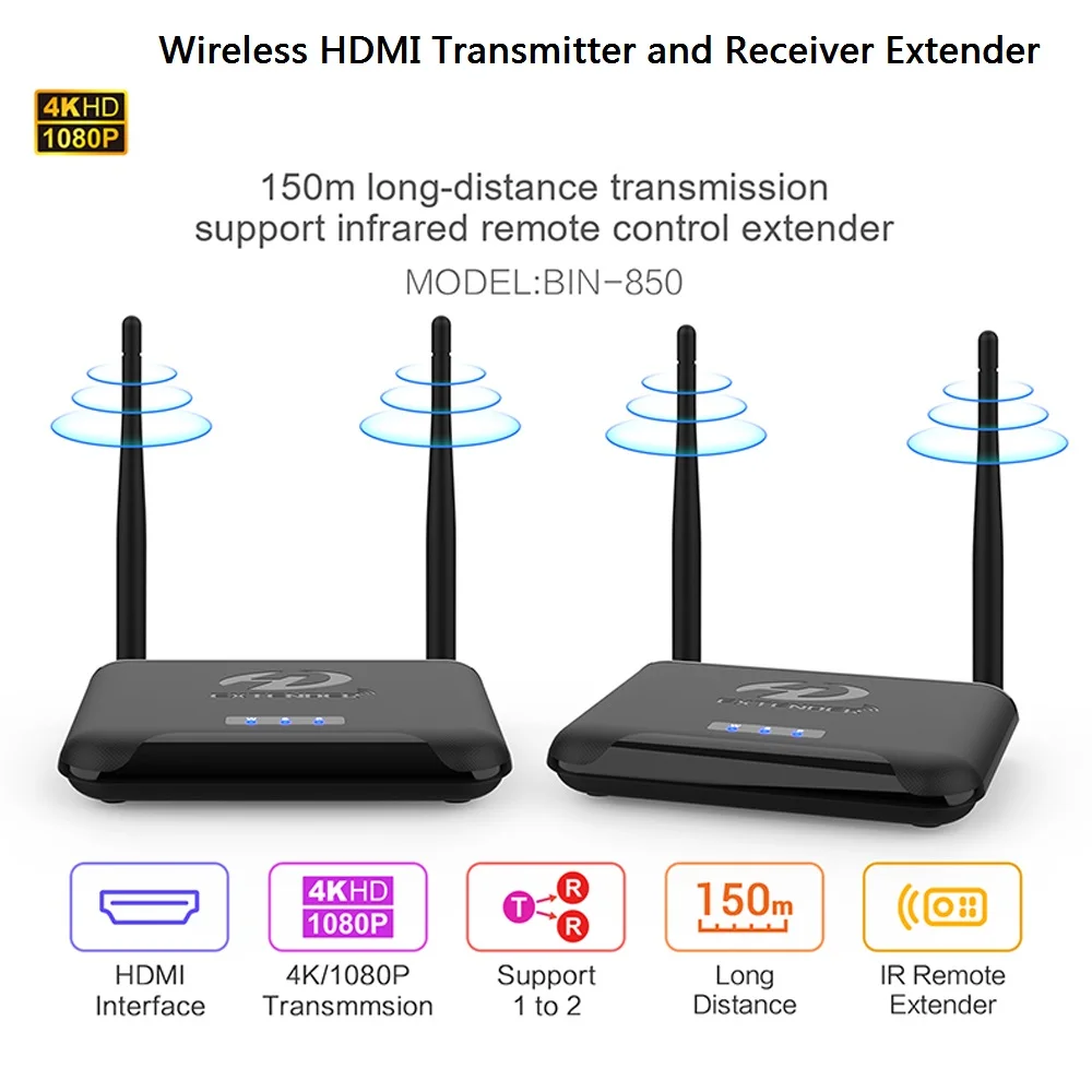 무선 HDMI 송신기 및 수신기, 4K @ 30Hz 익스텐더, 2.4G 스트리밍 비디오 오디오 지원, 노트북, PC, 휴대폰, HDTV