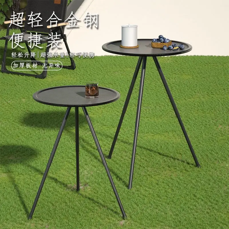 Outdoor small round table picnic tables and chairs Portable camping round table equipment set Outdoor
