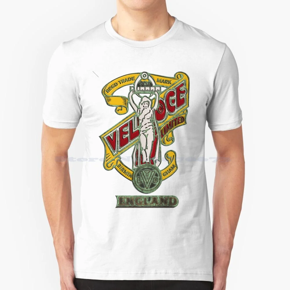Velocette Moto Logo 5 T Shirt 100% Cotone Tee Retro Chopper Classic Moto Matchless Ariel Bultaco Cz Enduro