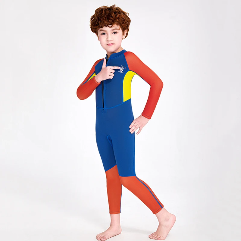 2.5MM Neoprene Wetsuits Kids Swimwears Thick Swimsuit Short/Long Sleeves Surfing Children Rash Guards Snorkel