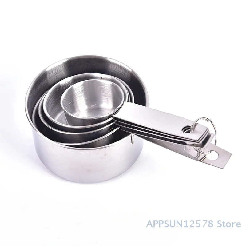 5PCS Stainless Steel Measuring Cups and Spoons Set Kitchen Baking Gadget Tools 3