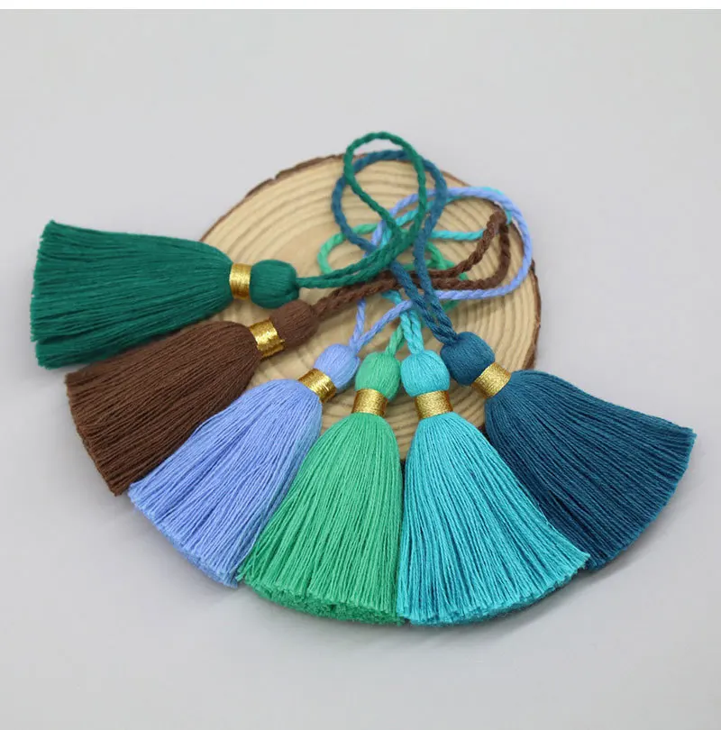 20pcs Pure Cotton Mini Tassels Earrings Brushes Colorful Fringe Tassels  Golden Fringes DIY Jewelry keychain Charm