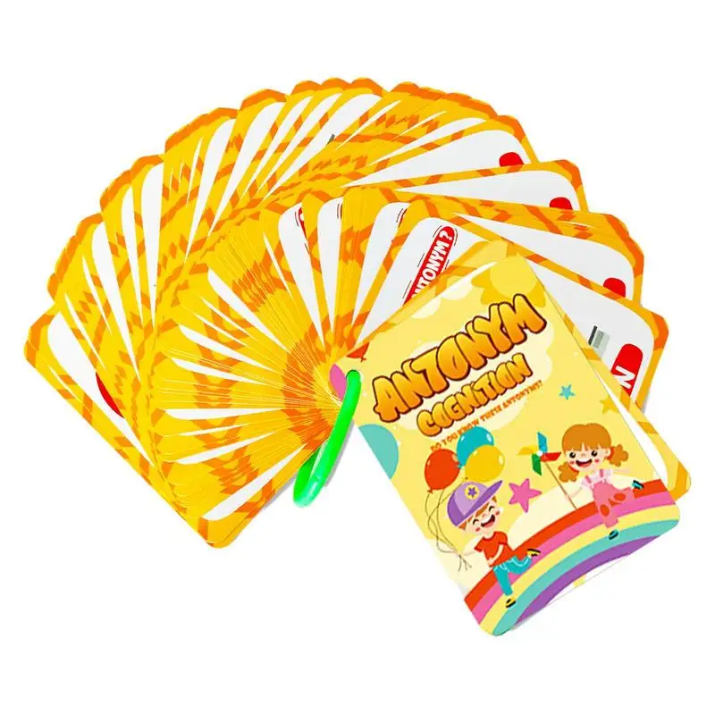 

50Pcs Kids Learn English Antonym Montessori Games Baby Word Card Flashcard Cognitive Educational Toy Memorise Gifts For Children