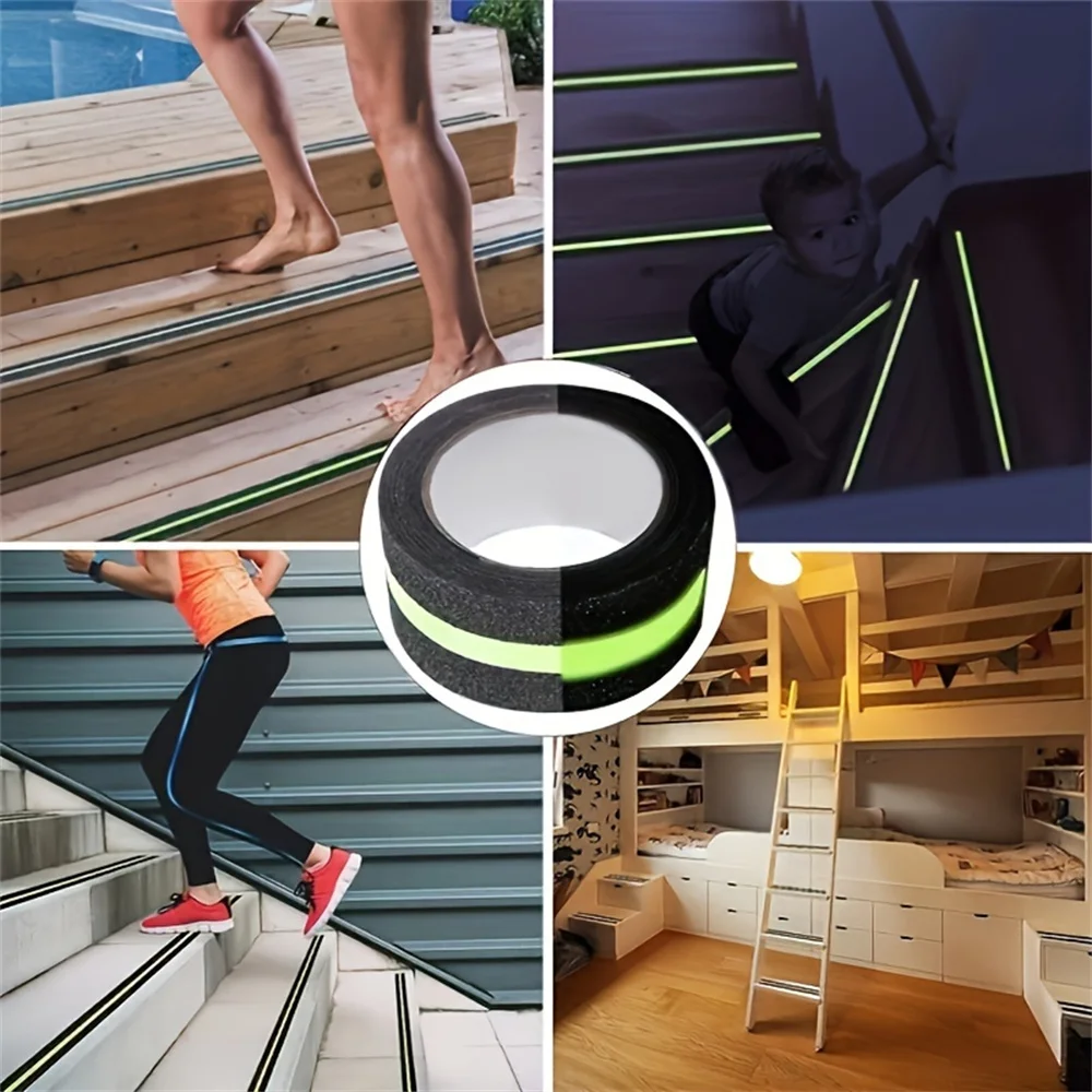 1or 2 Rolls Glow-In-Dark Anti-Slip Traction Tape for Stair Treads & Steps Ensures Enhanced Safety Anti Slip Floor Tape Luminous Fluorescent Tape