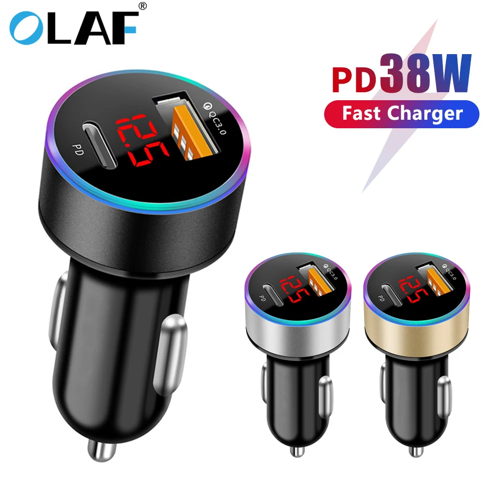 Автомобильное зарядное устройство OLAF USB type C QC3.0 адаптер для быстрой зарядки