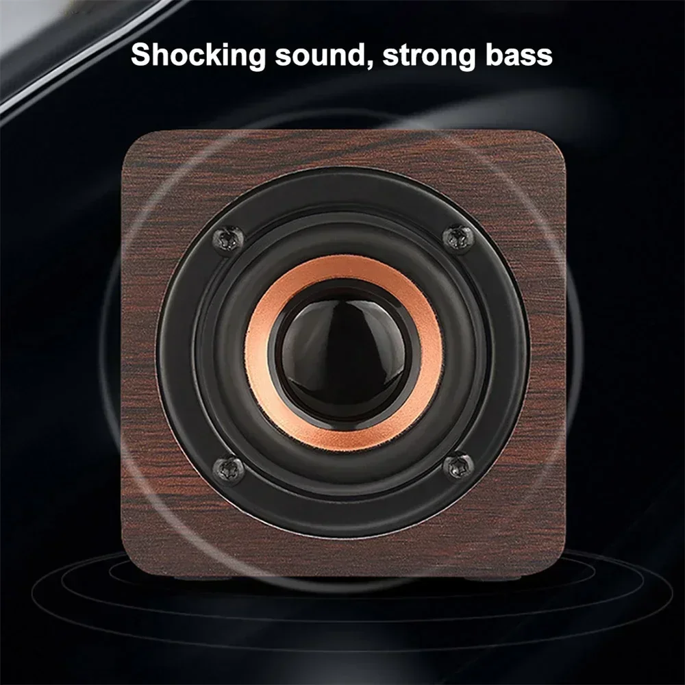 Speaker Bluetooth Wireless Subwoofer Stereo Powerful Bass Theater Sound Box HIFI Music Player For Phone Laptop PC Retro Wooden 4