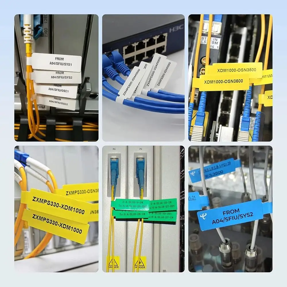 65Pcs/Roll Self Adhesive Cable Laber Paper Waterproof Smart Thermal Cable Sticker D110 Portable Identification Fiber Tag