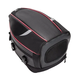 Motorcycle Waterproof Black Tail Bag with Large Capacity (Red)