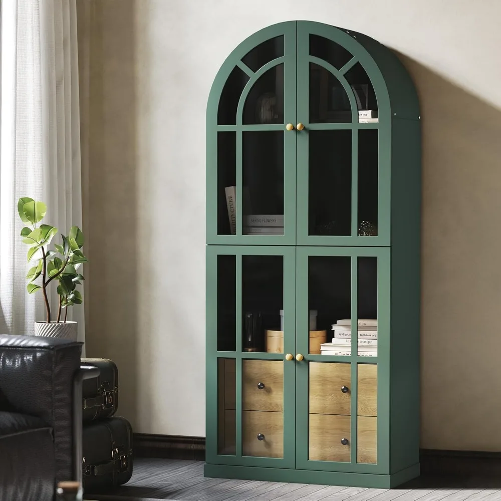Arched Glass Door Bookcase 1