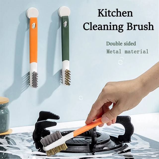 Kitchen Cleaning Scrub Brush Set, Gas Stove Deep Cleaning Small Brass Wire  Brush, Range Hood Grease Dirt Shovel, Crevice Nylon Brush, Household