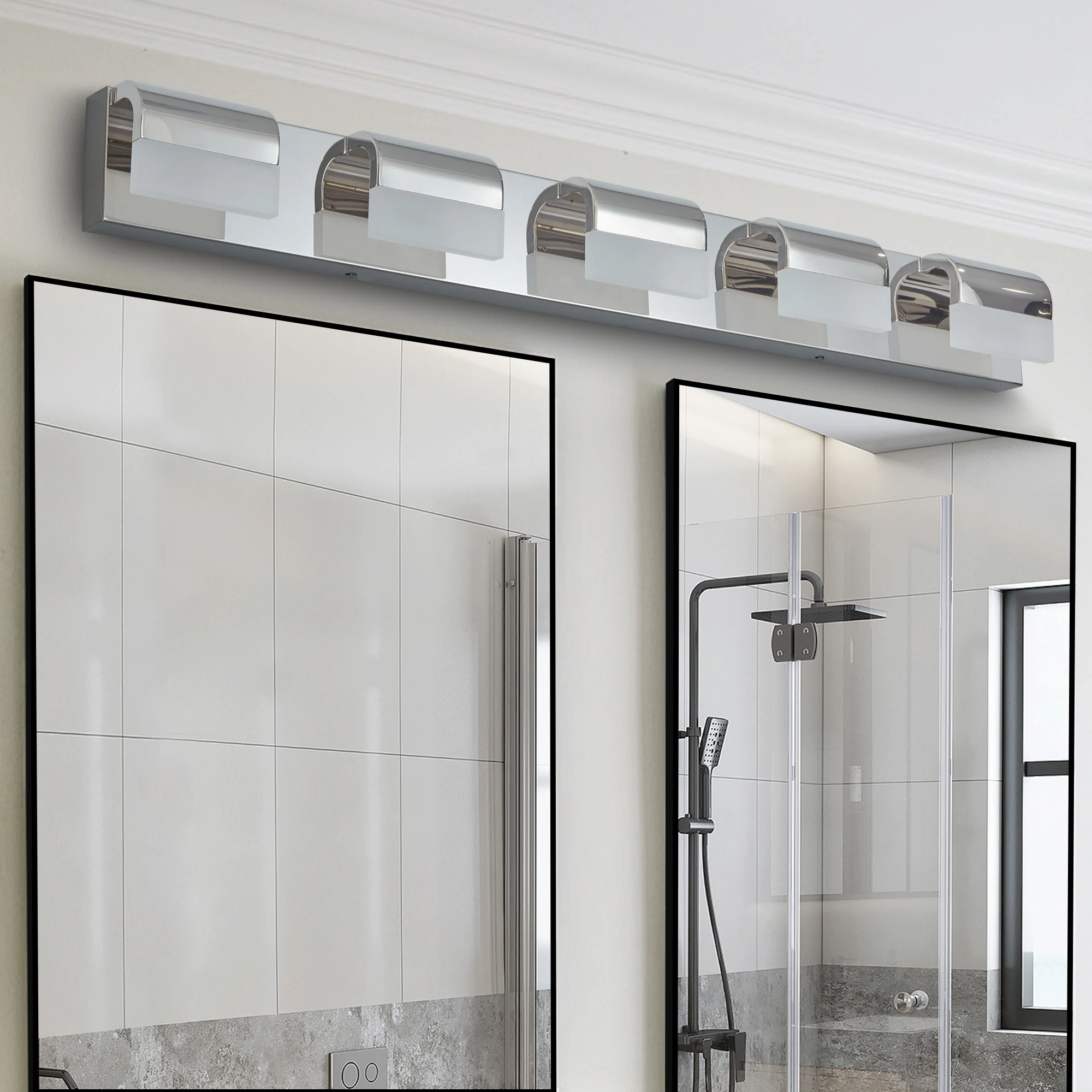 Simple Modern Silver 5 Lights Above Bathroom Lighting Fixtures Acrylic Bathroom Lights LED Home Decor