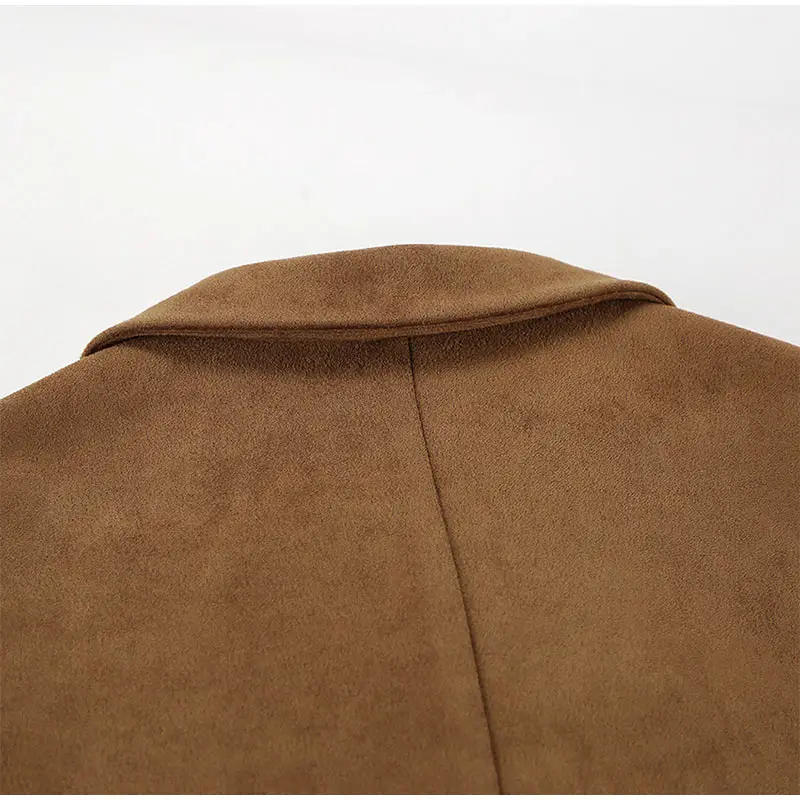 Casual Suede Long Sleeve Jackets Women Autumn Loose Brown Lapel Coat Top With Pockets Female Elegant Chic Street New in Outwear