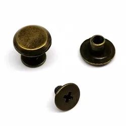 10pcs Metal Screwback Rivet Studs for Leather Craft and DIY Projects (Antique brass)