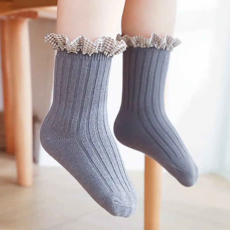 24pairs Lace Ruffle baby Short Socks girls children Plaid Bows Spanish style Socks Knee High Toddler Christmas Sock Leg Warmer