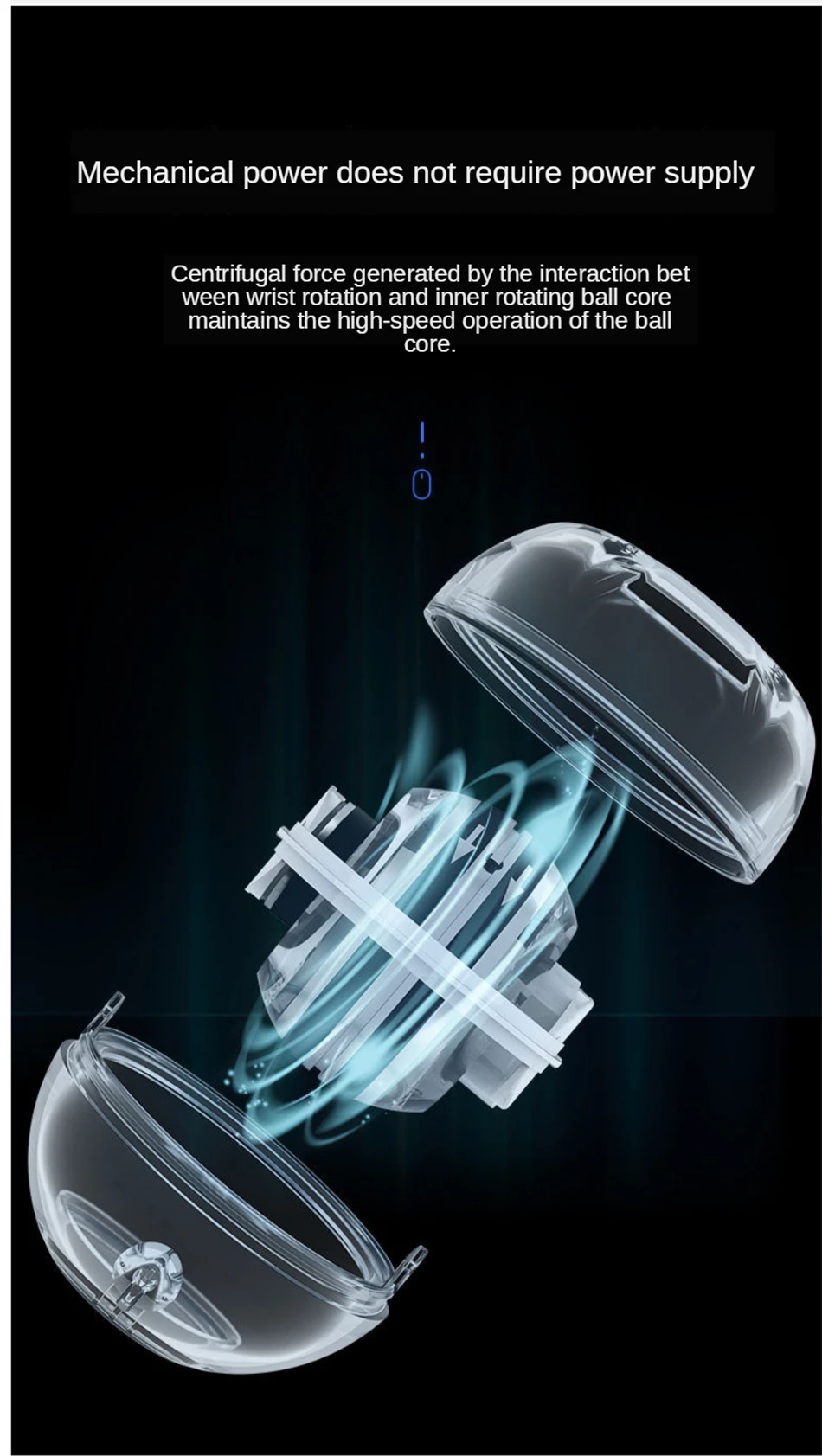 Description Picture 5 of itemNew LED Gyroscopic Power Trainer Ball Autostart Range Gyro Power Wrist Ball Arm Hand Muscle Force Trainer Fitness Equipment