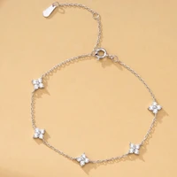 Bracelet trèfle à quatre feuilles en zircone cubique plaqué argent 925 pour femmes, chaîne réglable, bijoux plaqués or 18 carats, accessoire de mode 5