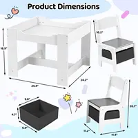 Kids Table and Chair Set, 4 in 1 Wooden Children Activity Table w/Storage, Reversible Deskboard, Blackboard, Detachable Tabletop 4