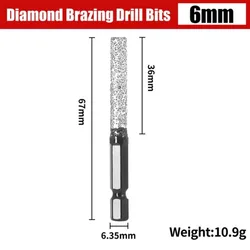 Diamond Drill Bit with Hex Shank for Ceramic and Granite - Ideal for Drilling and Grinding (6mm)