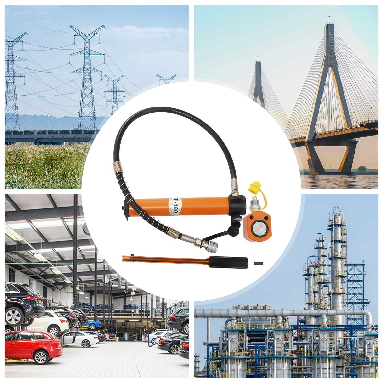 10T Hydraulic Ram Cylinder Jack Hydraulic Jack Hand Pump Single-Acting 0.43" Stroke for Machinery Shipbuilding 5