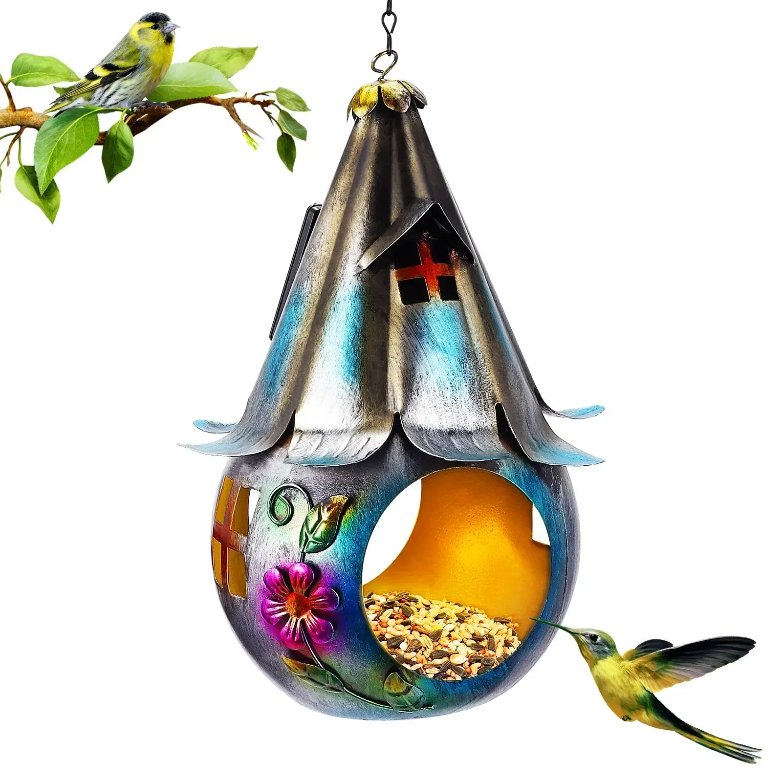 

Hummingbird светодиодный Bird, садовые солнечные кормушки с питанием от кованого железа