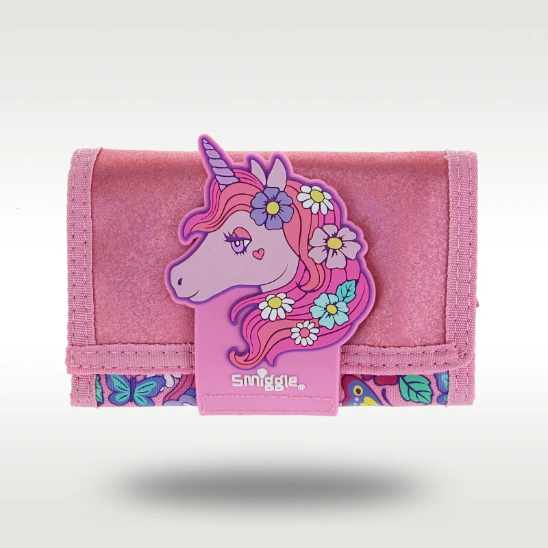 

Australia Smiggle Original Children's Wallet Triple Coin Purse Butterfly Unicorn Leather Wallet Cute Girls Card Case 5 Inches