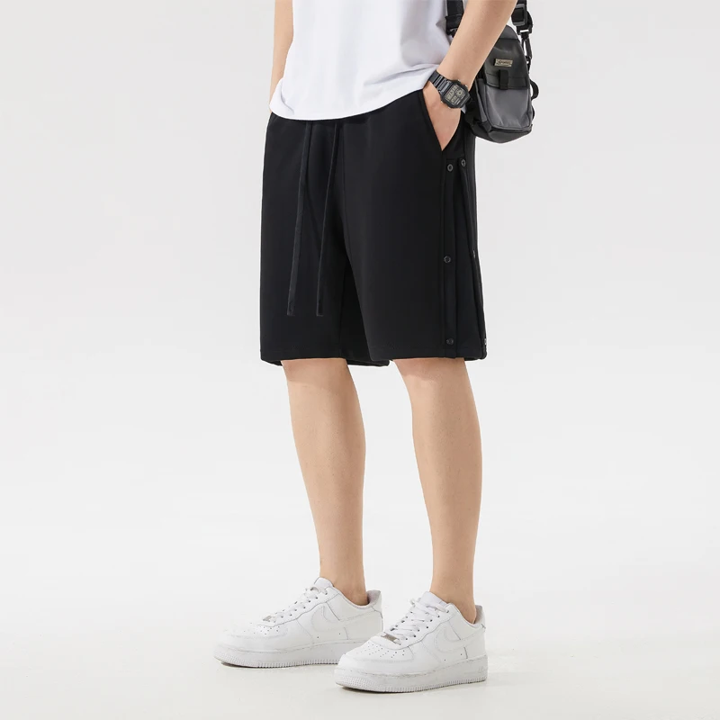 2024new Summer Fashion Brand American Heavyweight Solid Youth Shorts Loose and Versatile Simple Men's Sports and Casual Pants