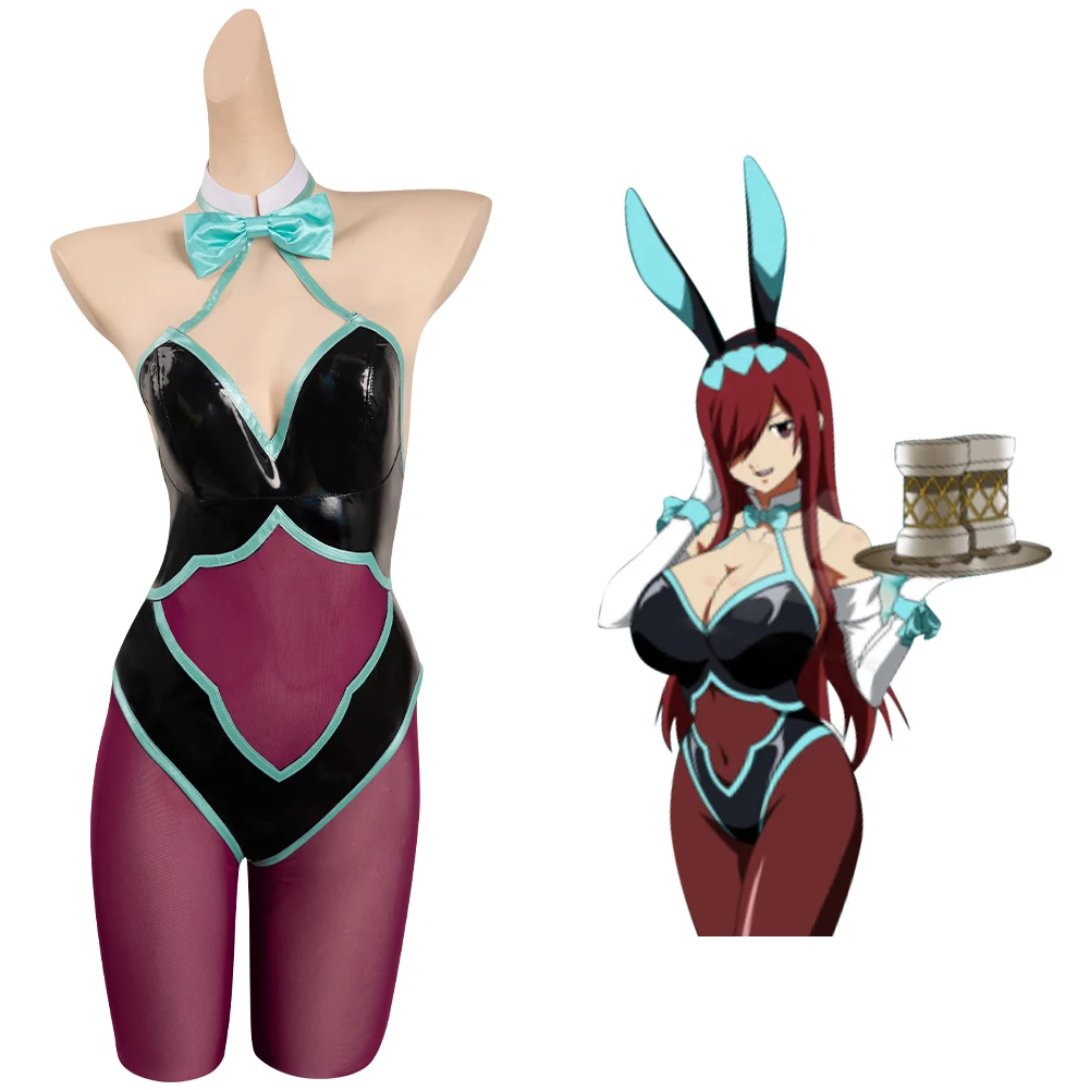 

FAIRY TAIL Erza Scarlet Cosplay Costume Bumnny Girls Outfits Jumpsuit Halloween Carnival Suit