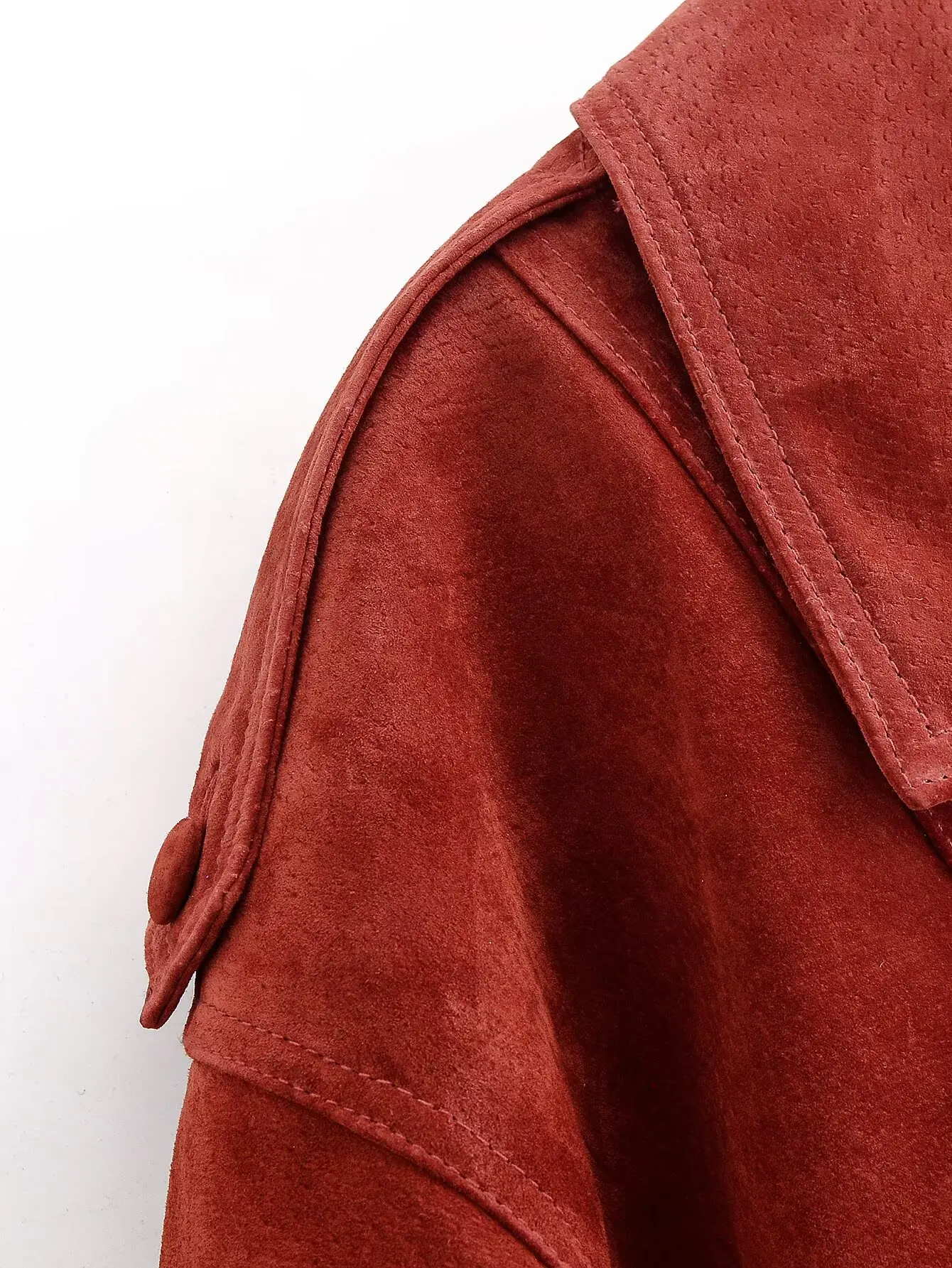 Women Casual Short Jacket Spring Autumn New Suede Fashion Trend Wine Red Coat Female Commut Double-Breasted Streetwear Jackets